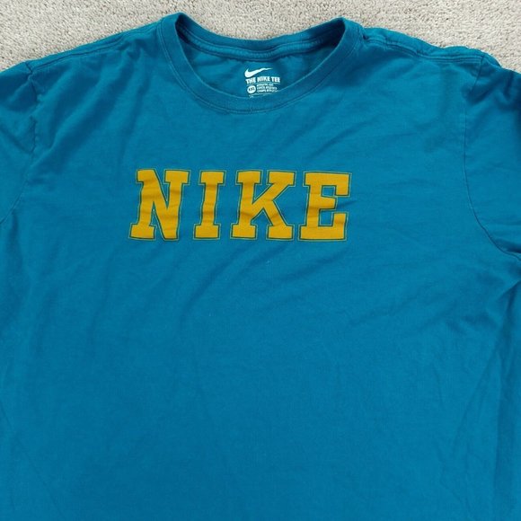 Nike Tee Shirt Men's XXL 2X Blue Long Sleeve Crew Neck Athletic Cut Logo - Picture 2 of 7